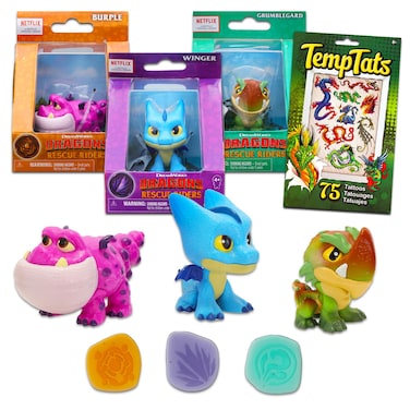 DreamWorks How to Train Your Dragon Action Figures - Bundle with 3 How to Train Your Dragon Figurines Plus Dragon Tattoos   How to Train Your Dragon Figurines for Kids (Styles May Vary)