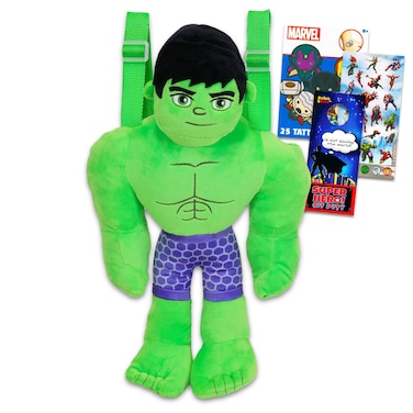 Hulk Plush Doll Gift Set - Bundle with 14" Deluxe Hulk Plush Toy with Carrying Straps, Stickers, Tattoos, More   Avengers Hulk Gifts for Kids, Boys, Girls