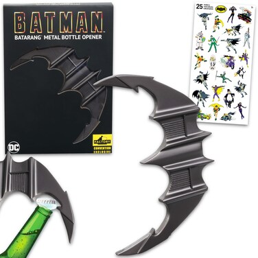 Batman 1989 Batarang Metal Bottle Opener - Bundle with Batman Bottle Opener Plus Stickers   Batman Gift Ideas for Men and Women