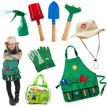 Born Toys Kids Gardening Tool Set for Ages 3-7 Kids, Garden Apron, Kids Sun Hat, Kids Shovel, Toddler Gardening Gloves - Kids Gardening Set as Dress Up &amp; Pretend Play, Costumes for Boys &amp; Girls