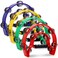 CEE 4 Pack 10 Double Row Tambourine, Half Moon Musical Tambourine 20 Metal Jingles Hand Held Percussion Drum, Panderos Para Adultos, Plastic Tambourines for Adults, Church, KTV, Party, Multicolored