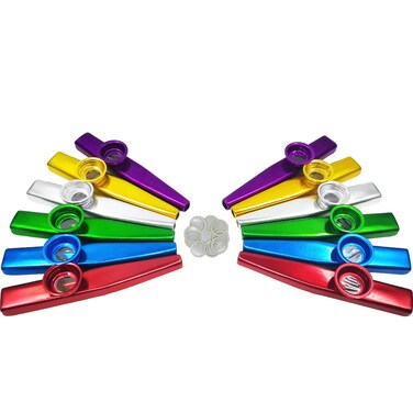 Fartime 12 Pcs Metal Kazoos With 20Pcs Kazoo Flute Diaphragms,Good Gift for Kids,A Good Companion for Ukulele, Violin, Guitar,Piano Keyboard