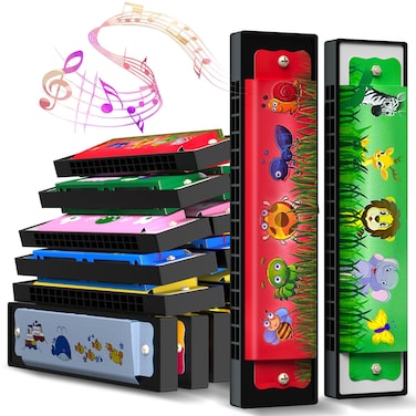 15Pcs Harmonica for Kids 16 Holes Musical Instrument, Return Gift Cartoon Double Row Harmonica Bulk Toy for Kids Party Favors Goodie Bags Stuffers &amp; Operation Christmas Child Items