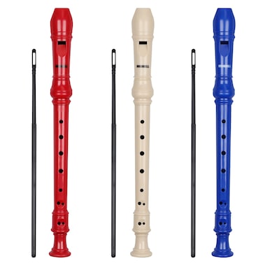 MUSCELL Recorder Instrument,8 Holes German Soprano Recorder Musical Instruments for Kids/Adults,3 packs(Natural,Blue,Red)