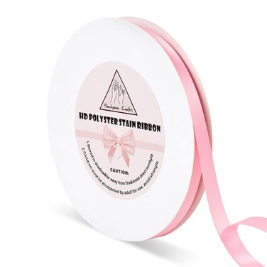 Handyman Crafts 3/8" Pink Double Faced Satin Ribbons 50 Yards HD Polyester Stain Ribbon,for Wedding Gift Wrapping, Florist,Flowers,Arts and Crafts,Balloons,Holidays,Christmas,Birthdays,Bow Making