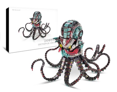 Microworld 3D Metal Puzzle, Mechanical Octopus Devil Challenge Metal Model Kits, Metal Kits Brain Teaser DIY Art Craft Home Decor Gift Toys for Adult Men