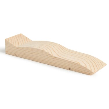 Pinewood Pro Mustang-Style Pre-Cut Derby Car Body   Pre-drilled axle Holes for Easy Insertion   Pre-drilled Holes for Derby Weights   Aerodynamic   Fully Customizable   Compliant for Pinewood Derby