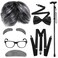 Yaliuliu Old Man Wig Costume for Kids -100 Days of School Dress-Up with Grandpa Vibes,Complete with Suspender,Cane, Glasses, Gray Wig, Ideal for Halloween Cosplay and for Adults and Boys