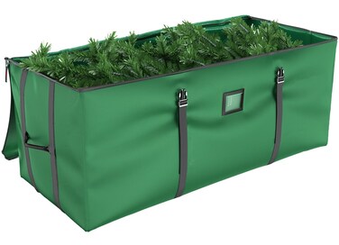 Mrrihand Christmas Tree Storage Bag, Large Artificial Christmas Tree, 9 Ft Anti-Tear Heavy-Duty 600D Oxford Cloth Christmas Tree Storage Box with Handles, Christmas Tree Storage Container (Green, 9Ft)