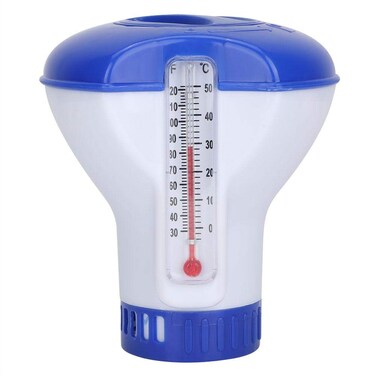 TOPINCN Floating Swimming Pool Chemical Dispenser with Thermometer Tablet Holder Massage Bathtub, Hot Tubs 5 inch with Thermometer