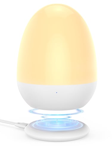 JolyWell Baby Night Light for Kid, Portable Egg Nightlight with Stable Charging Pad, Touch Nursery Night Lamp for Breastfeeding, Toddler Night Light for Bedroom, Timer Setting, ABS+PC, White-2