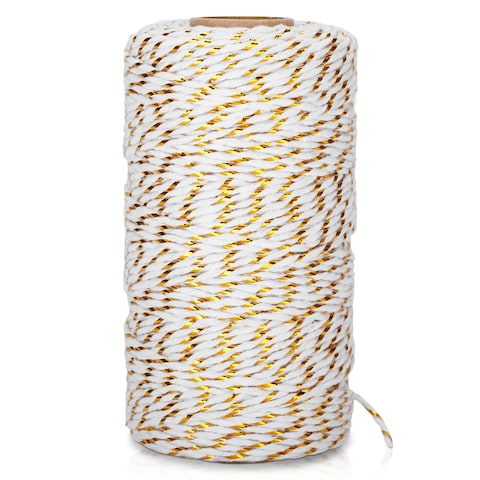 328 Feet Cotton Bakers Twine String,Gold Twine String,Gift Wrapping Holiday Twine Wedding Twine Cotton Cord Rope Gold Metallic