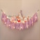 Lewondr Stuffed Animal Hammock, Dense Stuffed Animal Net or Hammock with Transitional Fringes, DIY Ribbons Great Decor Stuffed Animal Storage, 138'' Star Light String, 39'' x 39'' x 59, Purple