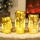 Lewondr Christmas Flickering Flameless Candles, 3 Pack Battery Powered Led Pillar Candles with Deer, Snowflakes, Christmas Tree, Electric Fake Candles Christmas Decoration for Holiday Home Party