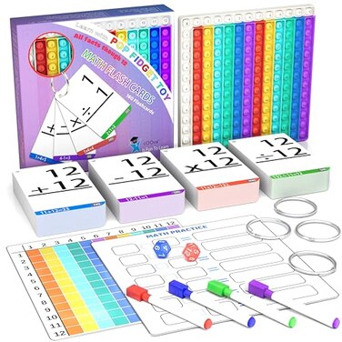 Math Games for Kids - Math Pop It with Flash Cards for Kids Ages 4-8 - Fun Math Practice with Addition, Subtraction, Multiplication &amp; Division - Ideal for Math Learning and Skill Building.