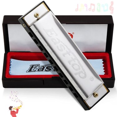 East top Harmonica, C Key Blues Harmonica for Beginners and Adults, 10 Holes Mouth Organ Blues Harp Diatonic Harmonica For Kids and Teenagers, Students as Gift