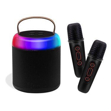Newest Mini Karaoke Machine,Portable Bluetooth Speaker with 2 Wireless Microphones for Kids Adults, Songs Toys for Boys and Girls Birthday Gifts Home Party Indoor Outdoor Activities (Pink)