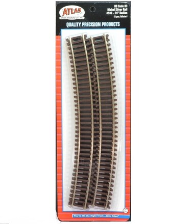 Atlas Code 83 Nickel Silver 24" Radius Snap Track (6/Bx) HO Scale Trains