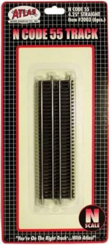 Atlas N scale item #2003(6 pcs.) Straight track 4.25