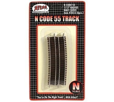 N Code 55 Nickel Silver 17.5" Radius Half Curve Track (6) Atlas Trains