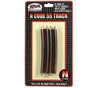 N Code 55 Nickel Silver 18.75" Radius Half Curve Track (6) Atlas Trains