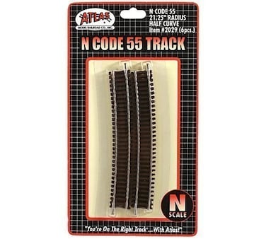 N Code 55 Nickel Silver 21.25" Radius Half Curve Track (6) Atlas Trains