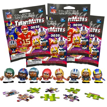 Teenymates Party Animal Series (13) 2024 NFL Figures Blind Bags Gift Set Party Bundle - 4 Pack - 8 Figures Total