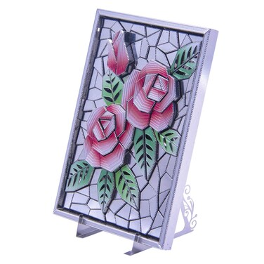 3D Metal Puzzle, Microworld Rose Flower Photo Frame Metal Model Kit, DIY 3D Puzzle for Adult, Brain Teaser Art Craft Home Decor Gift Toys for Teen