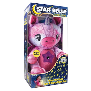 Ontel Star Belly Dream Lites, Stuffed Animal Night Light, Magical Pink and Purple Unicorn - Projects Glowing Stars &amp; Shapes in 6 Gentle Colors, As Seen on TV