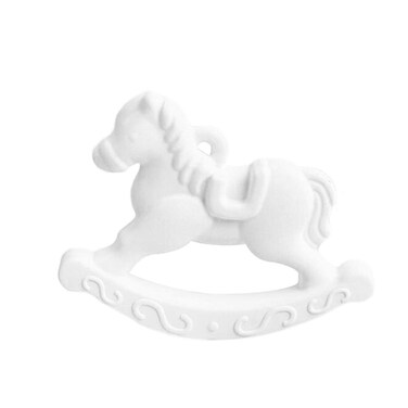 Gypsum Cake Figurine Rocking Horse Cake Decoration Figurines for Baby Shower Animal Crafts Ornaments (White)