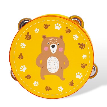 Tambourines Musical Instrument for Kids and Adults, 6 inch Wooden Hand Held Drum Bell Tamborine with Birch Metal Jingles Percussion Hand Tambourine Educational Gift for KTV, Party, Game, Yellow