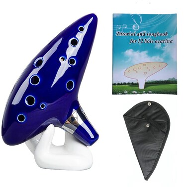 DHwebWLP Zelda Ocarina of Time(Songs From the Legend of Zelda) 12 Hole Alto C Ocarina Instrument Gift For Zelda Fans beginners with Display Stand Music Book Neck-Strap Bag