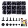 Cumkluu 700 Pcs Black Plastic Crochet Safety Eyes with Washers for 6-14mm Stuffed Animals and Amigurumi DIY Halloween Decorations