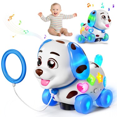 Musical Toy for 1 Year Old Boy Girl, Baby Toys 6-12-18 Months, Puppy Toddler Learning Toy for 1 Year Old Girl Gift, Bilingual Educational Toy with Music Light, 1st Birthday Gift for Toddlers 1-2