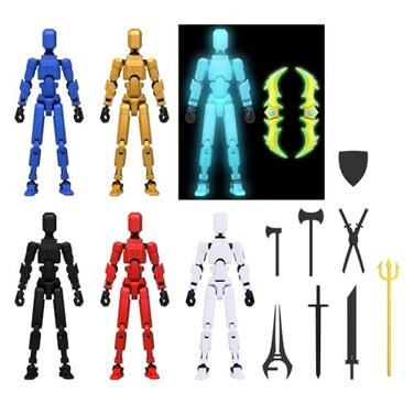 MerryXD 6 Pack Assembly Completed T13 Action Figure,Titan 13 Action Figure Dummy 13 Action Figure Lucky 13 Action Figure 3D Printed Multi-Jointed Movable, Nova 13 Action Figure Toy