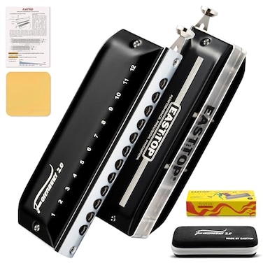 EAST TOP FORERUNNER 2.0 without valves Chromatic Harmonica 12-Hole 48 Tones C Key Chromatic Mouth Organ Harmonica for Adults,Beginners and Students As Gift