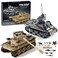 WW2 Army Tank Toys Building Kit, Create a German Tiger &amp; an American M4 Sherman Tank Models with 1184 Blocks, Great Military Gifts for Boys Kids Age 8-14