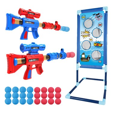 YEEBAY Shooting Game Toy for Age 6, 7, 8,9,10+ Years Old Kids, Boys - 2pk Air Guns &amp; Shooting Target &amp; 24 Foam Balls - Ideal Gift - Compatible with Toy Guns