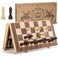 ASNEY Upgraded Magnetic Chess Set, 15" Tournament Staunton Wooden Chess Board Game Set with Magnets, Crafted Chesspiece ans Storage Slots for Kids Adult, Includes Extra Queens