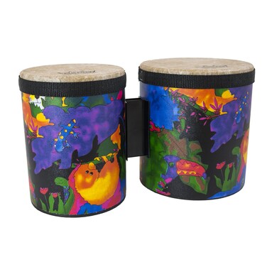 Remo KD-5400-01 Kids Percussion Bongo Drum - Fabric Rain Forest, 5"-6