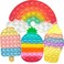 4 Pcs Fidget Toys for Kids, Rainbow Push Bubble Fidget Toys Ice Cream Sensory Toy Pineapple Squeeze Toys Set for ADHD Autism Stress Relief Toy for Girl Gift