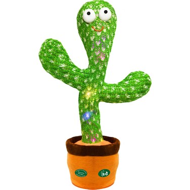 Hunfur Talking Cactus Toy That Talks Back,Volume Adjustment Dancing Mimicking Cactus Baby Toy,Singing Record Repeat What You Say, Sunny Silly Light Up Tummy Time Funny Gift for Toddler Boys Girls Toys