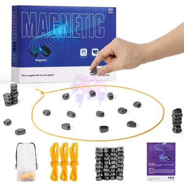 Magnetic Chess Game Upgrade 32 Stones, Magnetic Chess Game with Stones and String, Magnet Chess Game, Puzzle Strategy Family Game Party Game for Kids and Adults,Christmas