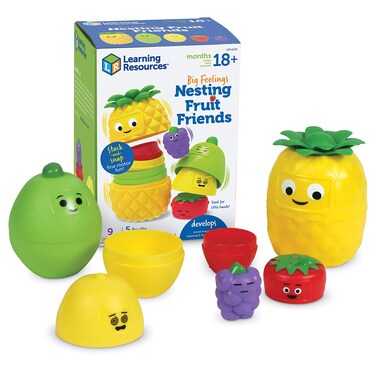 Learning Resources Big Feelings Nesting Fruit Friends, Social Emotional Toys for Toddlers, Sensory Toys for Autistic Children, Speech Therapy Materials, 9 Pieces, Ages 18+ Months