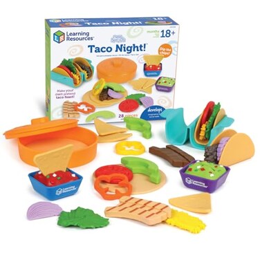 Learning Resources New Sprouts Taco Night! 28 Pieces - Play Food for Kids Ages 18+ Months, Grocery Store Pretend Play Toys, Play Kitchen Accessories