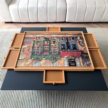 ENERIDIO 1000 Piece Puzzle Board with Drawers, 21" x 29.8", Portable Wooden Jigsaw Puzzle Table, Suitable for Adults, Used for Puzzle Storage and Sorting, Gifts for Friends and Family