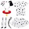 JcHrmers 7Pcs 101 Dalmatian Costume Shirt Tutu Skirt Dalmatian Headband Ears Tail Sockings Crayon and Choker Accessories (5-7Years)