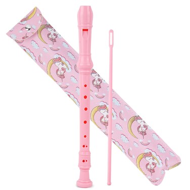 Haecsfl Recorder Instrument for Beginner Kids Adults,8-Hole Soprano Descant Recorder Music Flute with with Cleaning Rod &amp; Leather Case For School Student Home Entertainment(2-Pink Unicorn)