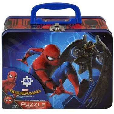 Spiderman Homecoming 48pc Puzzle Inside Lunch Tin Box, 7.5" X 6" X 3", Red, Blue &amp; Multi