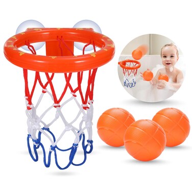 KSABVAIA Bath Toys - Bathtub Basketball Hoop for Kids Toddlers - Bath Toys Shower Toys for Kids Ages 4-8,Suction Cup Basketball Hoop &amp; 3 No Hole Balls Set for Boys Girls